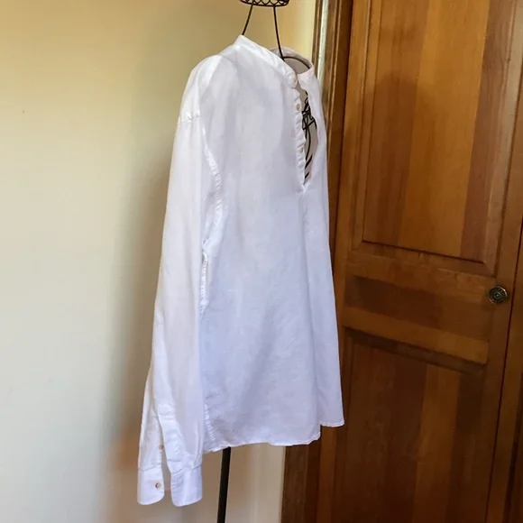 Zara linen cotton blend white shirt, XXL - Picture 2 of 5